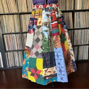 Upcycled Patchwork A-Line Vintage Quilt Bolts Grateful Big Pockets ❤️‍🩹⚡️💙 Dead